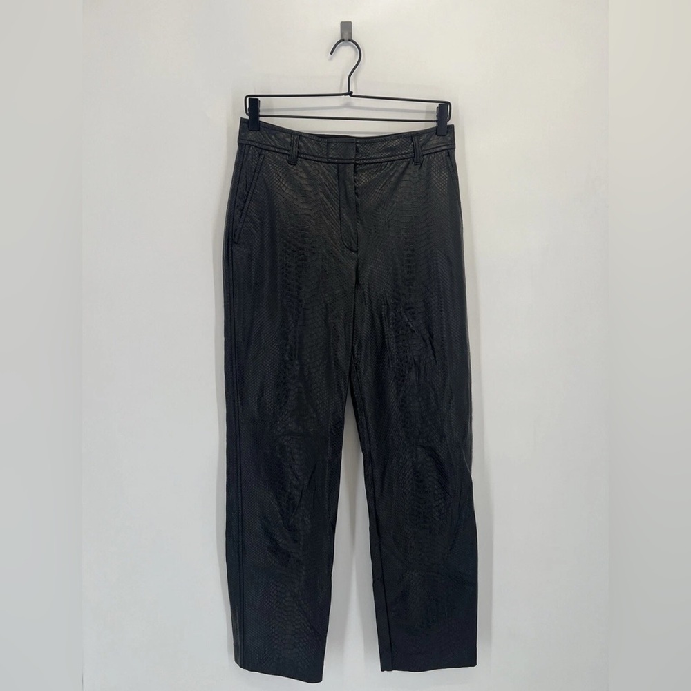 Babaton The Melina Python Snakeskin Vegan Leather High Waisted Straight Leg Pant
